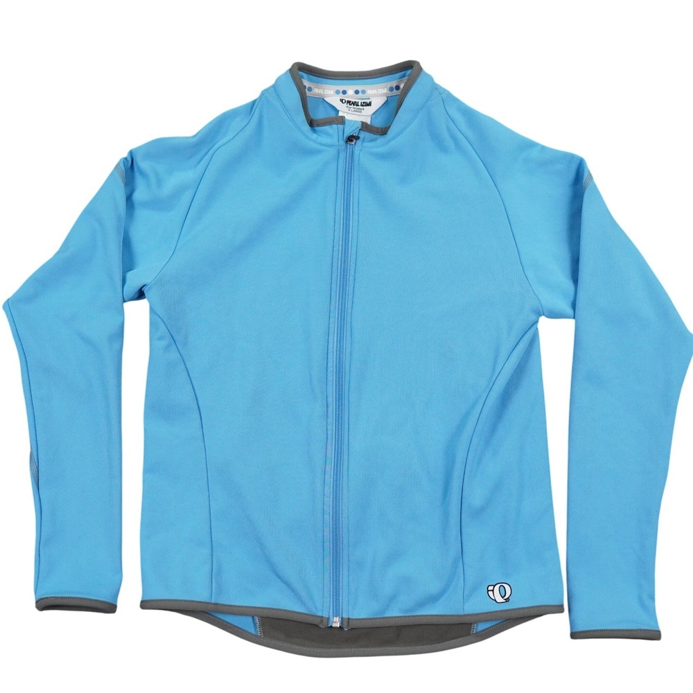 VTG Pearl Izumi Cycling Jersey Women XL Blue Grey Logo Outdoor Gorpcore Stretch